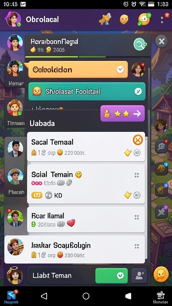 Fitur sosial yang memungkinkan bermain bersama teman.