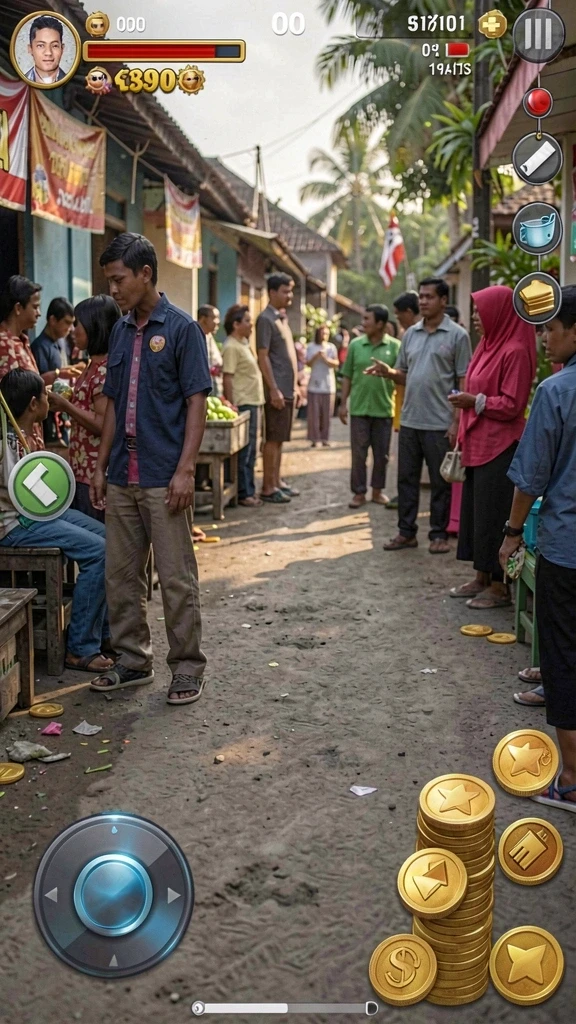 Tangkapan layar menunjukkan karakter utama dalam aksi melawan monster.